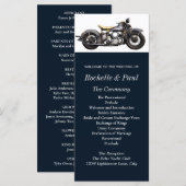  Motorfiets Navy Modern Wedding Programma (Voorkant / Achterkant)