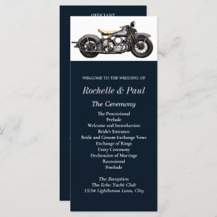 Motorfiets Navy Modern Wedding Programma
