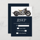  motorfiets Navy Modern Wedding RSVP Kaartje (Voorkant / Achterkant)