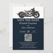 motorfiets Navy Modern Wedding Save The Date (Voorkant)