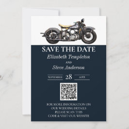  motorfiets Navy Modern Wedding Save The Date