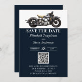  motorfiets Navy Modern Wedding Save The Date (Voorkant / Achterkant)