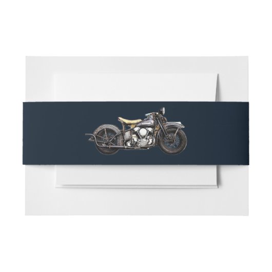  motorfiets Navy Modern Wedding Uitnodigingen Wikkel (Voorkant Voorbeeld)