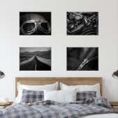 Motorfiets Nostalgie Zwart-wit Print Set (Slaapkamer)