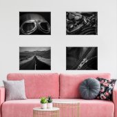 Motorfiets Nostalgie Zwart-wit Print Set (Woonkamer)