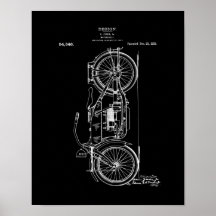 Motorfiets octrooi kunstposter | Vintage motorfiet