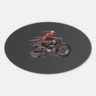 MOTORFIETS OP KOOLSTOFVEZEL. OVALE STICKER