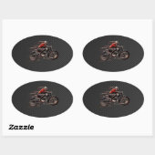 MOTORFIETS OP KOOLSTOFVEZEL. OVALE STICKER (Vel)