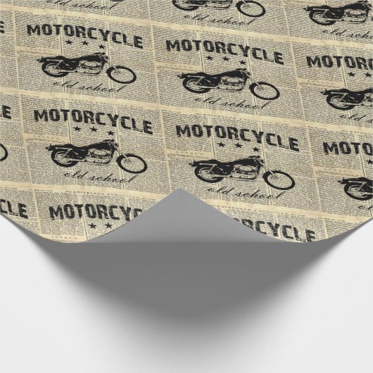 Motorfiets oude school cadeaupapier (Hoek)