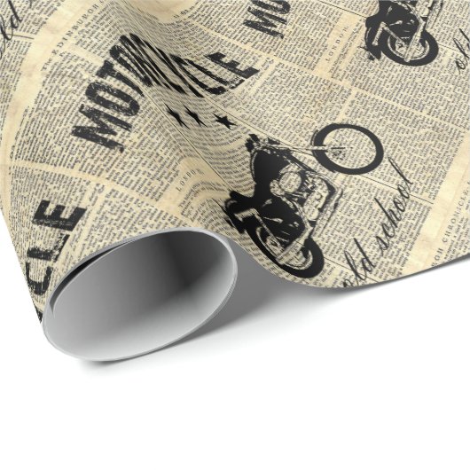 Motorfiets oude school cadeaupapier (Rol Hoek)