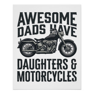 Motorfiets Papa Dochters Citaat Vintage Vector Des Perfect Poster
