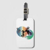 Motorfiets, parachutes en het buitenleven bagagelabel (Voorkant (verticaal))