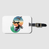 Motorfiets, parachutes en het buitenleven bagagelabel (Voorkant (horizontaal))