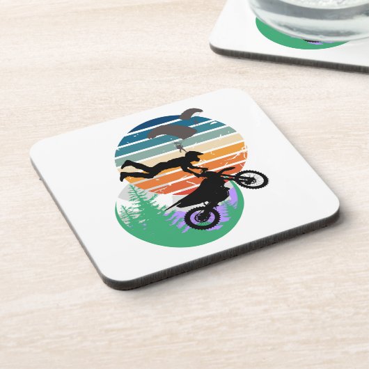 Motorfiets, parachutes en het buitenleven bier onderzetter (Linkerzijde)