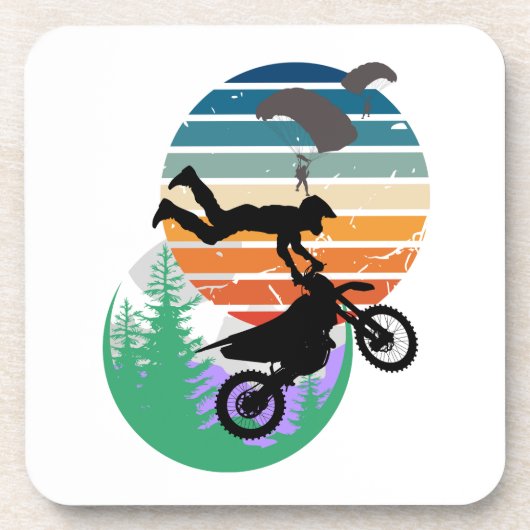 Motorfiets, parachutes en het buitenleven bier onderzetter (Voorkant)