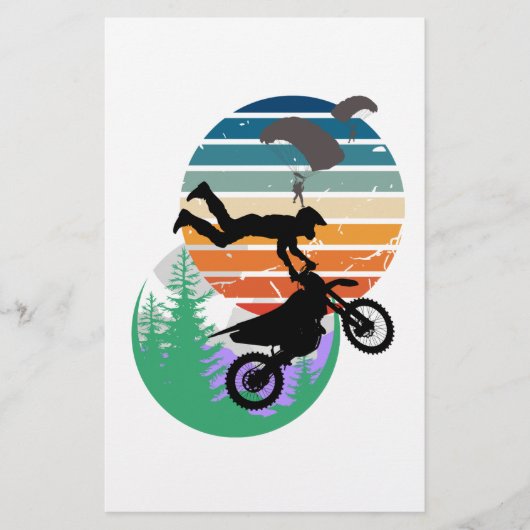 Motorfiets, parachutes en het buitenleven briefpapier (Voorkant)