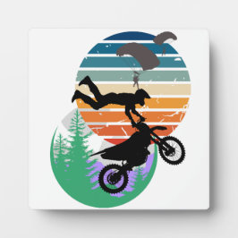 Motorfiets, parachutes en het buitenleven fotoplaat