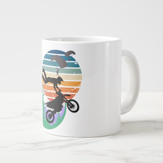 Motorfiets, parachutes en het buitenleven grote koffiekop (Voorkant rechts)