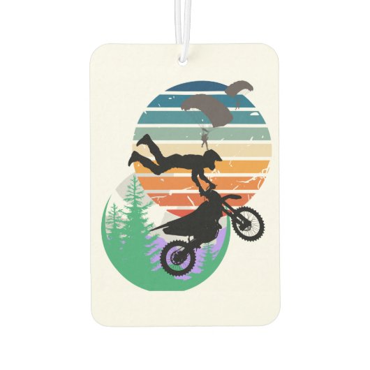 Motorfiets, parachutes en het buitenleven luchtverfrisser (Achterkant)