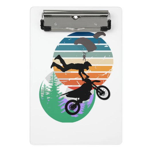 Motorfiets, parachutes en het buitenleven mini klembord (Voorkant)