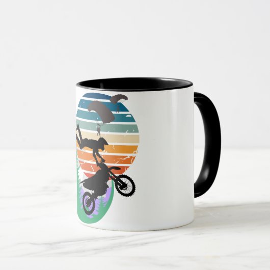 Motorfiets, parachutes en het buitenleven mok (Voorkant rechts)