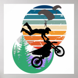 Motorfiets, parachutes en het buitenleven poster