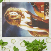 Motorfiets Pin Up Meisje Theedoek (Gevouwen)