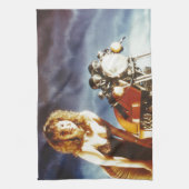 Motorfiets Pin Up Meisje Theedoek (Verticaal)