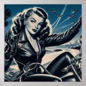  Motorfiets Pin Up Poster (Voorkant)