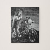 Motorfiets Pinup Girl Legpuzzel (Verticaal)