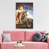 Motorfiets Pinup Meisje Canvas Afdruk (Insitu (Woonkamer))