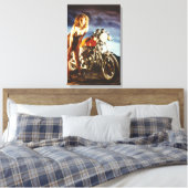 Motorfiets Pinup Meisje Canvas Afdruk (Insitu (Slaapkamer))