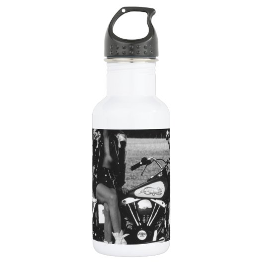 Motorfiets Pinup Meisje Waterfles (Voorkant)