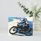  motorfiets race - Blauw landschap Briefkaart (Staand voorkant)