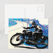  motorfiets race - Blauw landschap Briefkaart (Voorkant / Achterkant)