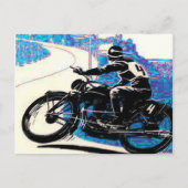  motorfiets race - Blauw landschap Briefkaart (Voorkant)
