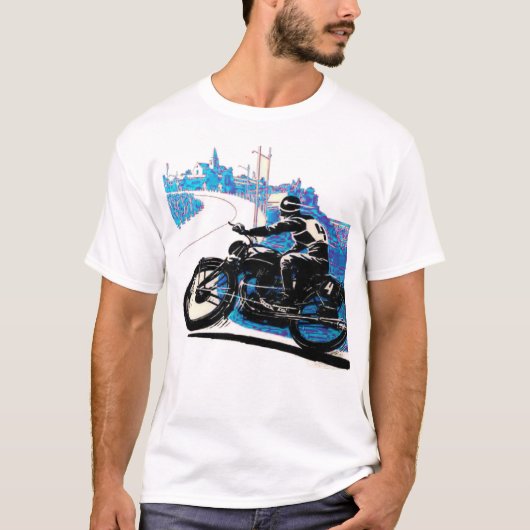  motorfiets race - Blauw T-shirt (Voorkant)