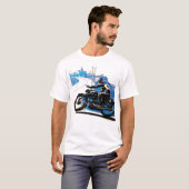  motorfiets race - Blauw T-shirt (Voorkant volledig)