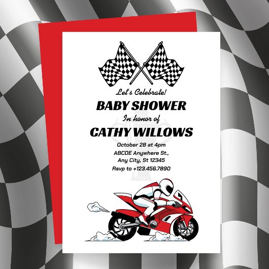 Motorfiets racer baby shower Invitation Kaart