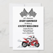 Motorfiets racer baby shower Invitation Kaart (Voorkant)