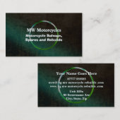 Motorfiets Rebuild, groene lederen look, metalen r Visitekaartje (Voorkant / Achterkant)