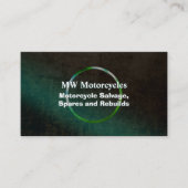 Motorfiets Rebuild, groene lederen look, metalen r Visitekaartje (Voorkant)