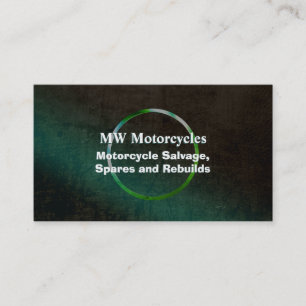Motorfiets Rebuild, groene lederen look, metalen r Visitekaartje