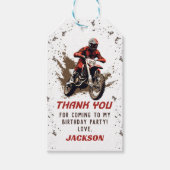 Motorfiets Red Dirt Bike Verjaardag Dank u Cadeaulabel (Voorkant)
