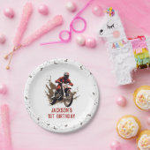 Motorfiets Red Dirt Bike verjaardagsfeestje Papieren Bordje (Feest)