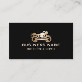 Motorfiets Reparatie Service Modern Zwart & Goud Visitekaartje (Voorkant)