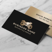 Motorfiets Reparatie Service Modern Zwart & Goud Visitekaartje