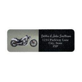 Motorfiets retouradres Zwart Zilver Mannen Etiket