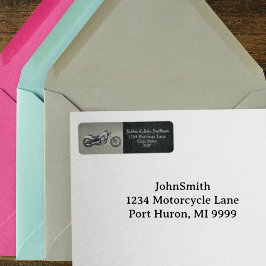 Motorfiets retouradres Zwart Zilver Mannen Etiket