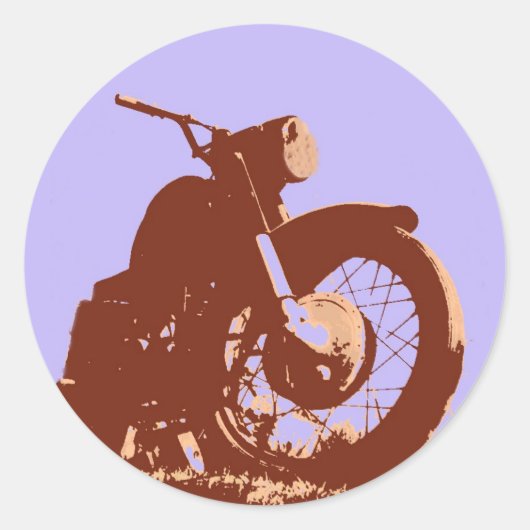  motorfiets retro art stijl ronde sticker (Voorkant)